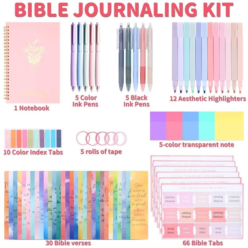 YOPCDJ Bible Study Supplies,Bible Journaling Kit for Women,Bible Study Kit with Pens,Highlighters,Tabs,Bible Bookmark,Notebook,Sticky Notes,Bible Accessories,Beginner Christian Gifts - Image 3